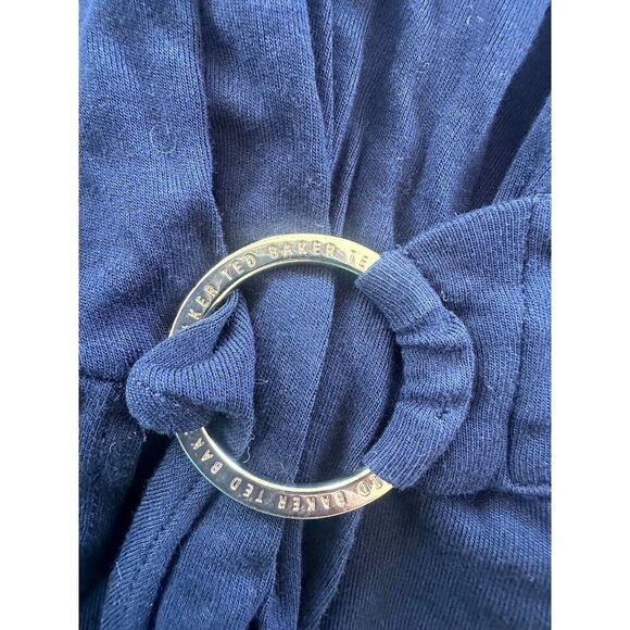 Ted Baker Womens Navy Blue IIsobel Drape Jersey T-Shirt Sz 3 - Picture 11 of 15